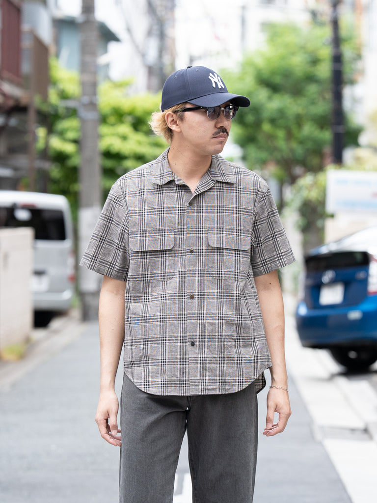 【6/6発売】SUGARHILL / LINEN OPEN-COLLOR HALF SLEEVE SHIRT -GRAY PLAID-
