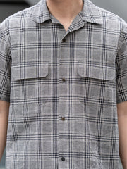 【6/6発売】SUGARHILL / LINEN OPEN-COLLOR HALF SLEEVE SHIRT -GRAY PLAID-