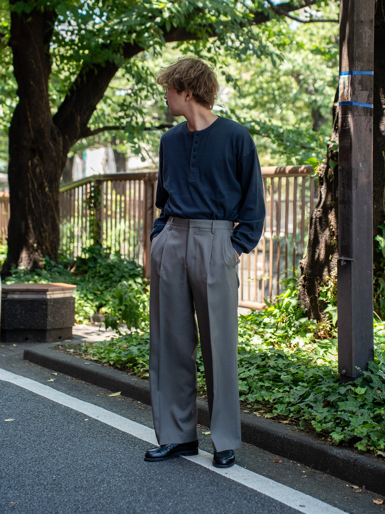 IRENISA / 兩褶寬褲 - 木炭色 -