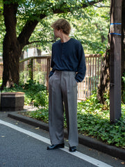 IRENISA / 兩褶寬褲 - 木炭色 -