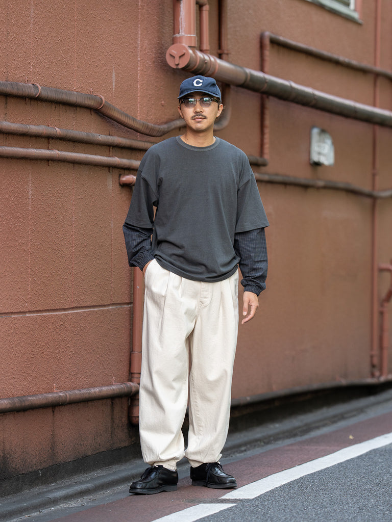 refomed /  FRESH MAN LAYERED TEE “CHECK” -CHARCOAL-