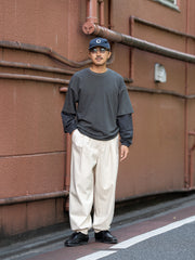 refomed /  FRESH MAN LAYERED TEE “CHECK” -CHARCOAL-