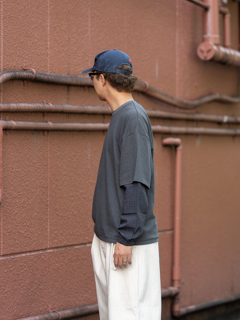 refomed /  FRESH MAN LAYERED TEE “CHECK” -CHARCOAL-