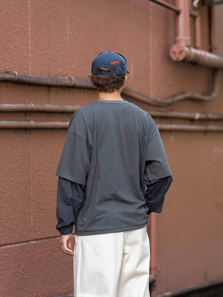 refomed /  FRESH MAN LAYERED TEE “CHECK” -CHARCOAL-