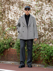 【9/21(土)0時発売】IRENISA /  DOUBLE BREASTED SHORT COAT -BLACK MIX-