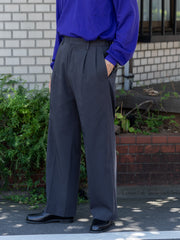 IRENISA / 兩褶寬褲 - 木炭色 -