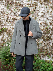 [Expected to arrive in mid-September] IRENISA / DOUBLE BREASTED SHORT COAT -BLACK MIX-