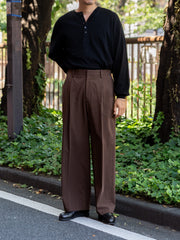 IRENISA / TWO TUCKS WIDE TROUSERS -DARK BROWN-