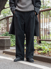 [Scheduled to arrive in September] THONAI / FINE MOLESKIN / WIDE PLEAT TROUSER-BLACK-