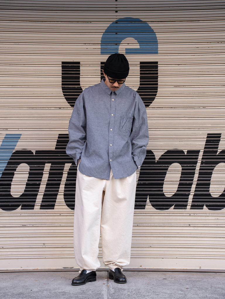 refomed (リフォメッド)/ WRIST PATCH WIDE SHIRT"CHAMBRAY" -GRAY-