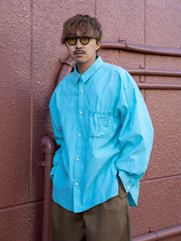 refomed/ WRIST PATCH WIDE SHIRT"CHAMBRAY" -MINT-