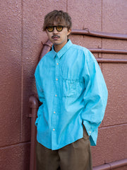 refomed (リフォメッド)/  WRIST PATCH WIDE SHIRT"CHAMBRAY" -MINT-