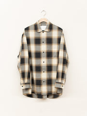 nonnotte / Calm Oversized Open Collar Shirt -W/N Ombre Check-