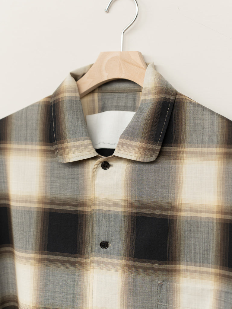 nonnotte / Calm Oversized Open Collar Shirt -W/N Ombre Check-