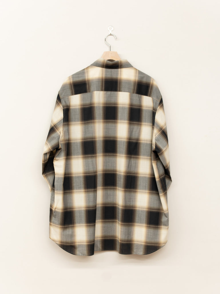 nonnotte / Calm Oversized Open Collar Shirt -W/N Ombre Check-