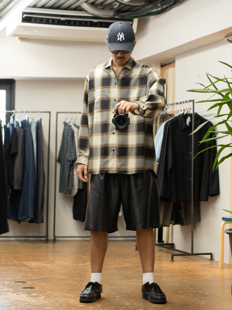 nonnotte / Calm Oversized Open Collar Shirt -W/N Ombre Check-