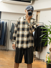 nonnotte / Calm Oversized Open Collar Shirt -W/N Ombre Check-