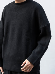 【再入荷】nonnotte /  Wool Yak Smooth Knit Draping "C/N" Pullover -Deep Black-