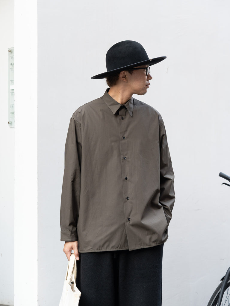 nonnotte / Clear Heavy Broadcloth Oversized Shirt -Turkish Coffee-
