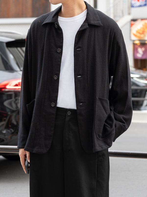ULTERIOR / WOOL SILK MESH SH-COVERALL -BLACK-