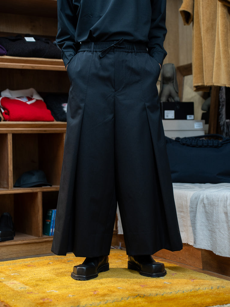 tangenet / Wool gabardine Hakama pants-Black-