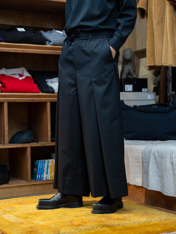 tangenet / Wool gabardine Hakama pants-Black-