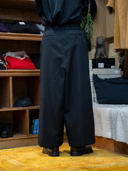 tangenet / Wool gabardine Hakama pants-Black-