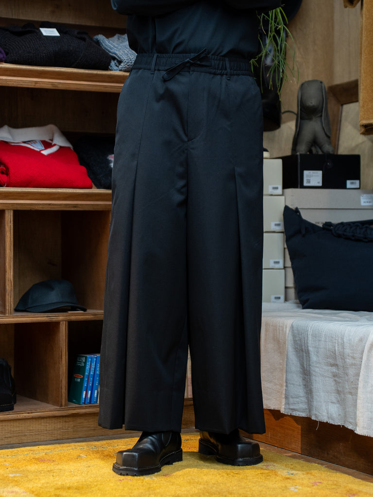 tangenet / Wool gabardine Hakama pants-Black-