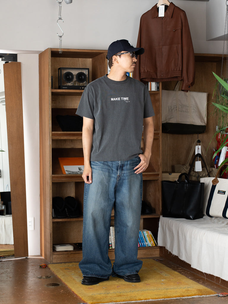 refomed /  FRESH MAN DENIM WIDE PANTS by EDWIN "USED" -DEEP INDIGO-