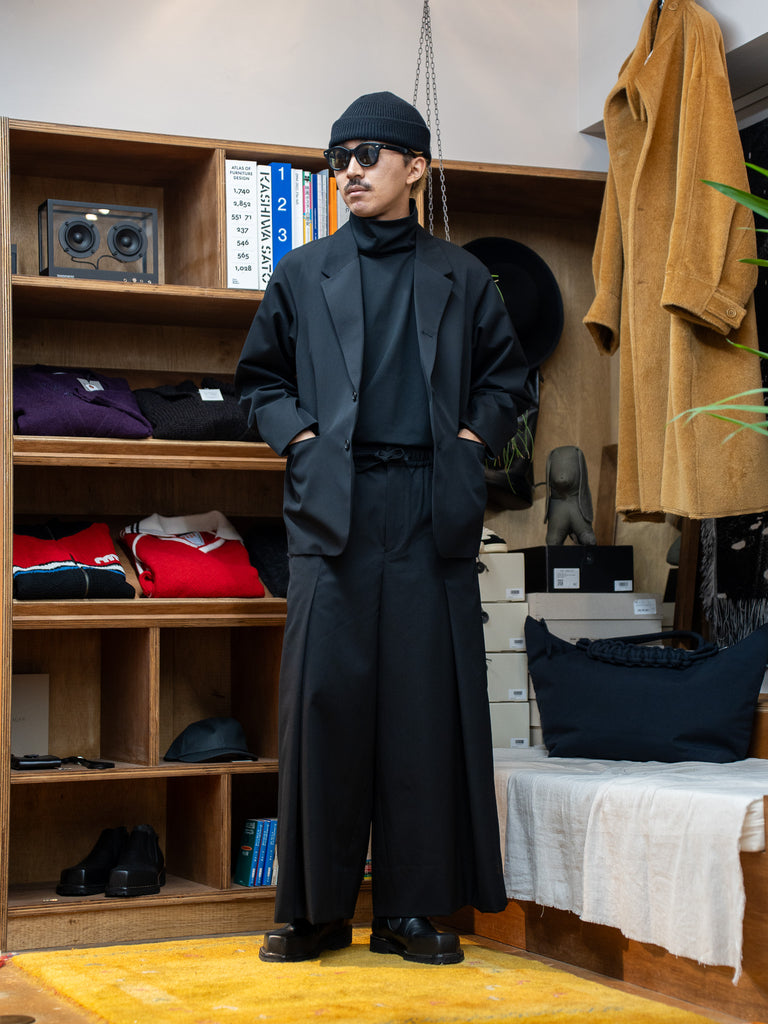 tangenet / Wool gabardine Hakama pants-Black-