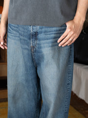 refomed /  FRESH MAN DENIM WIDE PANTS by EDWIN "USED" -DEEP INDIGO-