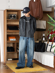 refomed /  FRESH MAN DENIM WIDE PANTS by EDWIN "USED" -DEEP INDIGO-