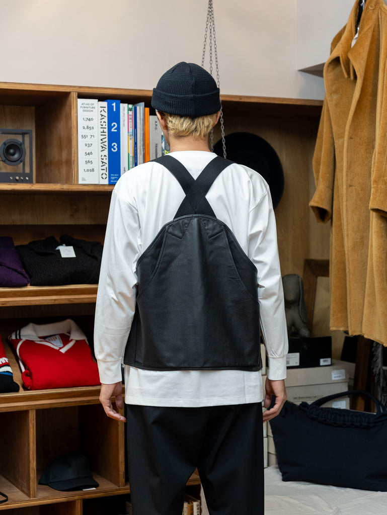 tangenet / Wagyu leather vest-Black-