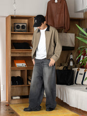 refomed /  FRESH MAN DENIM WIDE PANTS by EDWIN "USED" -BLACK-