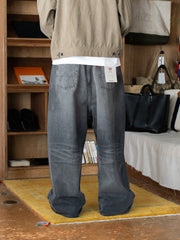 refomed /  FRESH MAN DENIM WIDE PANTS by EDWIN "USED" -BLACK-