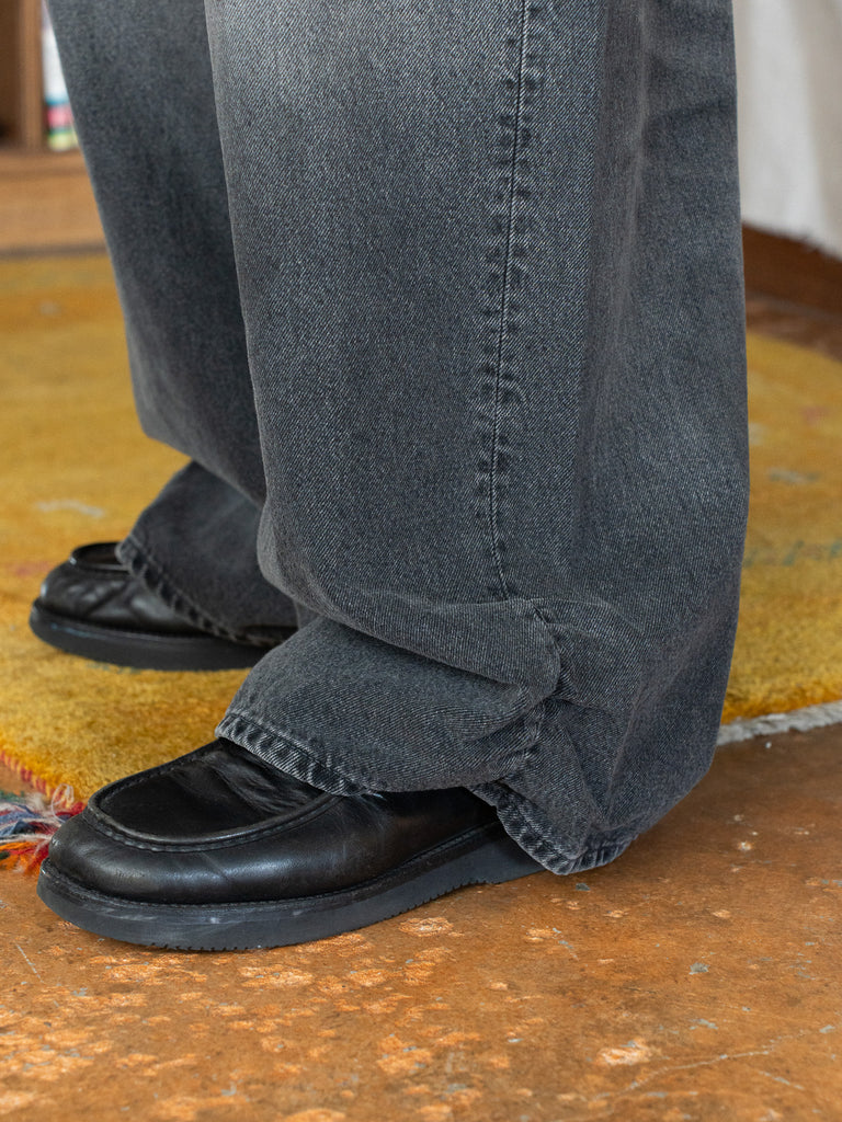 refomed /  FRESH MAN DENIM WIDE PANTS by EDWIN "USED" -BLACK-
