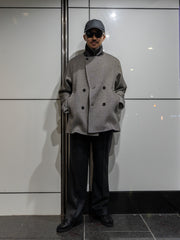 【9/21(土)0時発売】IRENISA /  DOUBLE BREASTED SHORT COAT -BLACK MIX-