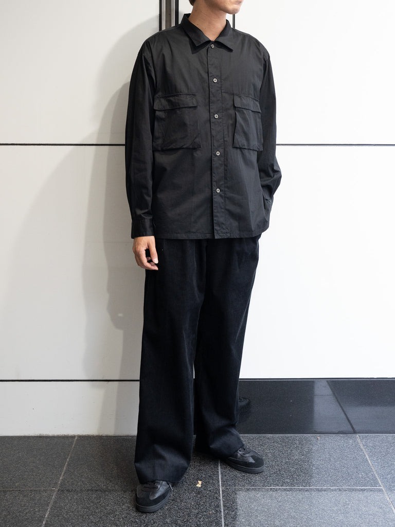 TOHNAI / FINE COTTON TWILL WORK SHIRT -BLACK-