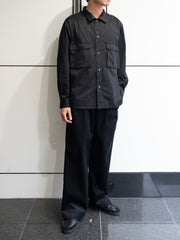 TOHNAI / FINE COTTON TWILL WORK SHIRT -BLACK-