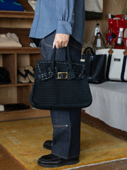 RICE NINE TEN / HAND KNITTED JANE BAG -BLACK-