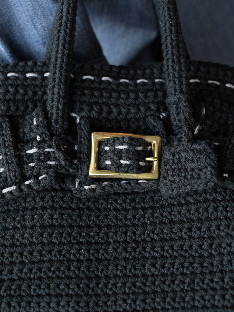 RICE NINE TEN / HAND KNITTED JANE BAG -BLACK-