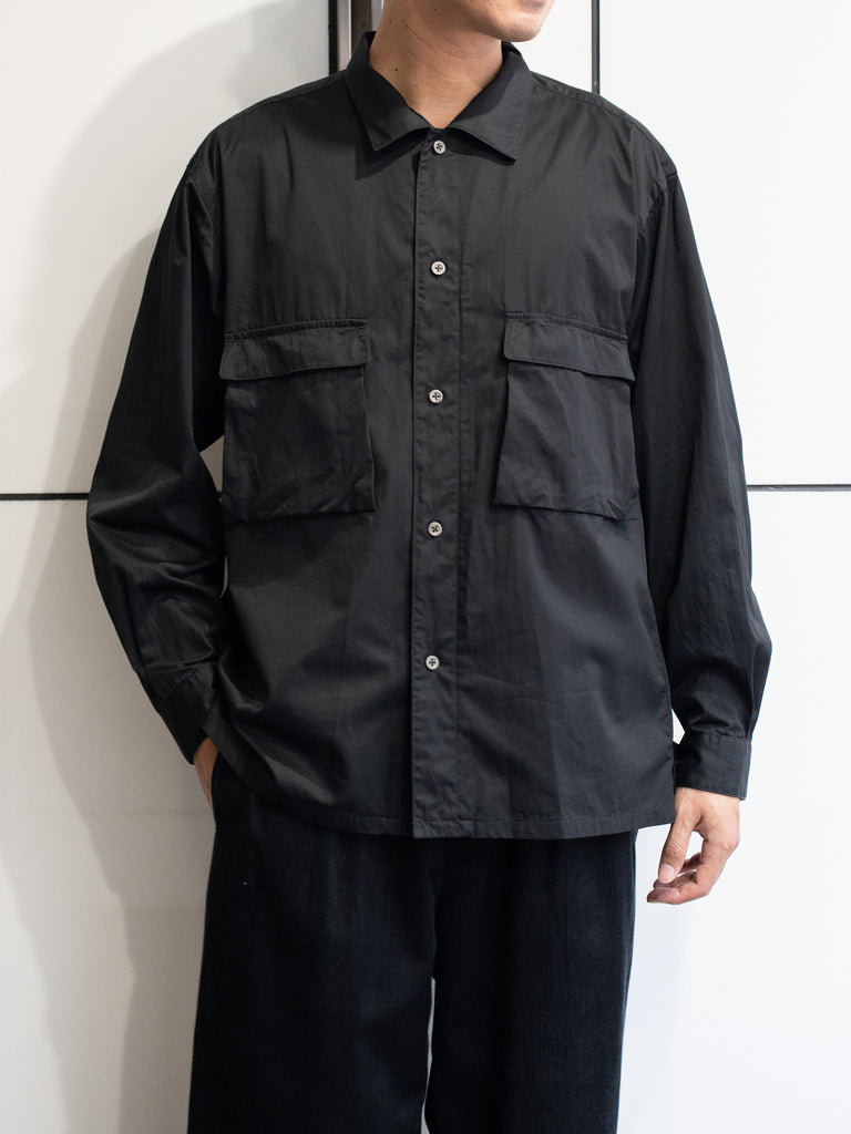 TOHNAI / FINE COTTON TWILL WORK SHIRT -BLACK-