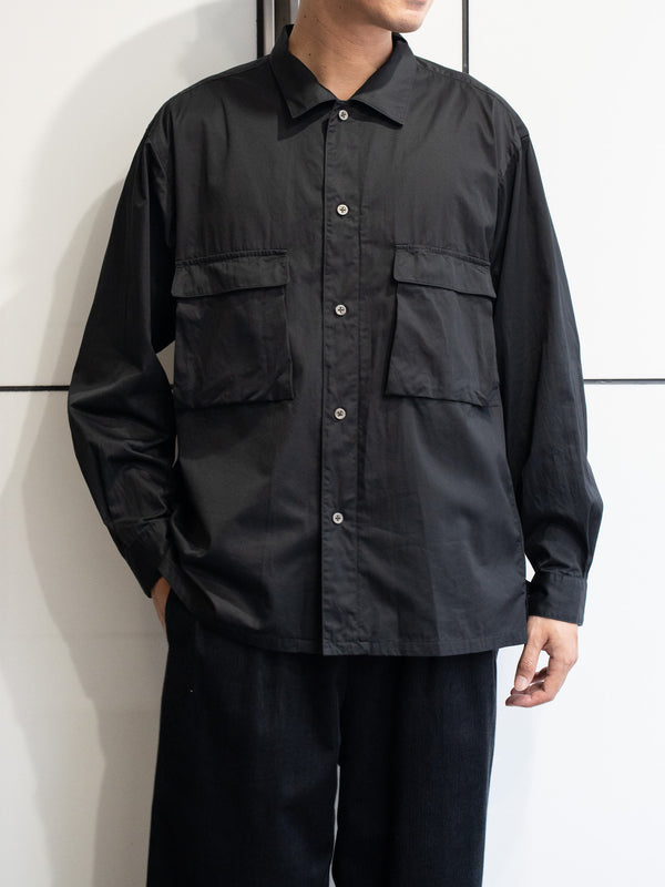 TOHNAI / FINE COTTON TWILL WORK SHIRT -BLACK-