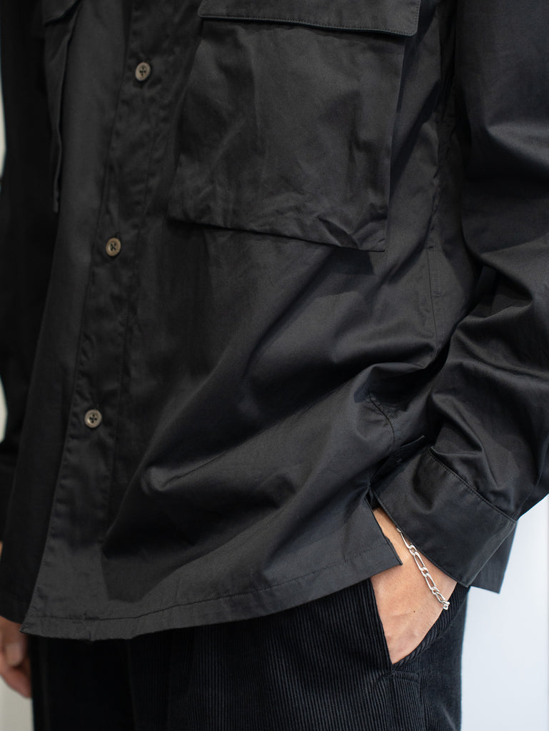 TOHNAI / FINE COTTON TWILL WORK SHIRT -BLACK-