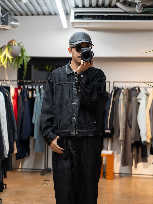 [Scheduled to arrive in September] refomed / OLD MAN DENIM JACKET “OW”-BLACK-