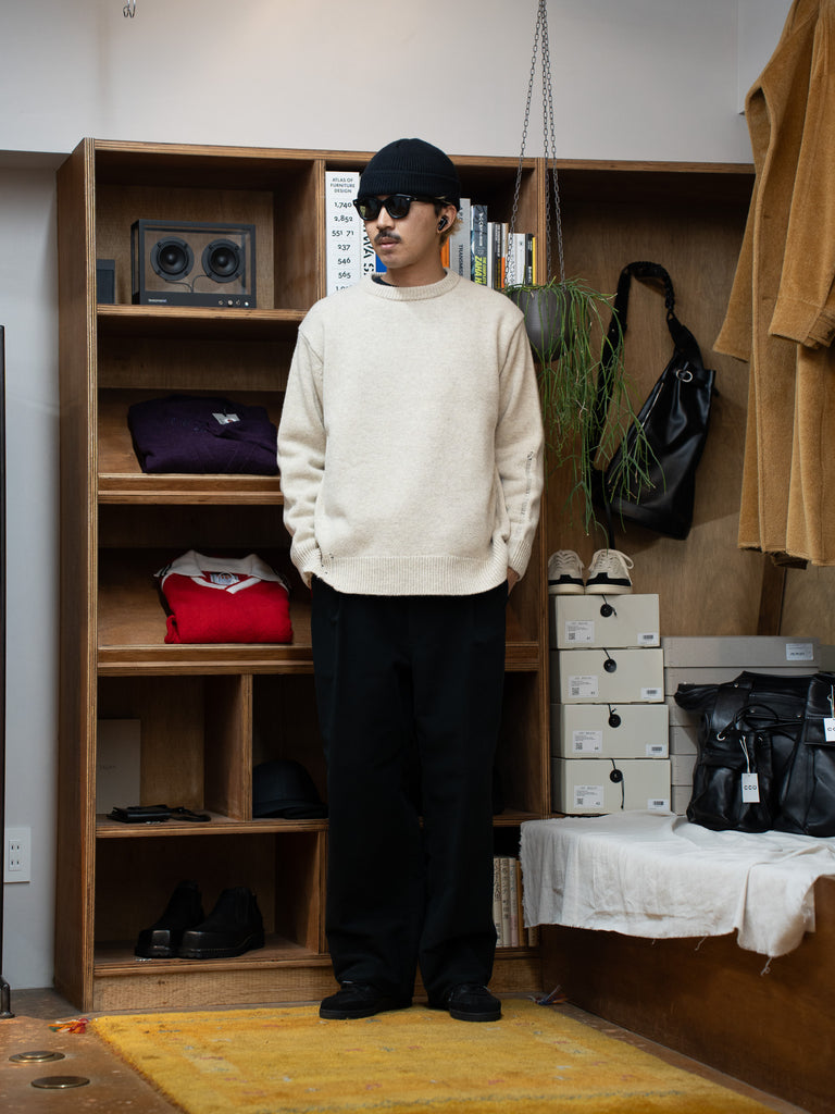 [Scheduled to arrive in October] THONAI / CHUNKY WOOL CASHMERE / CHUNKY CREW-IVORY-