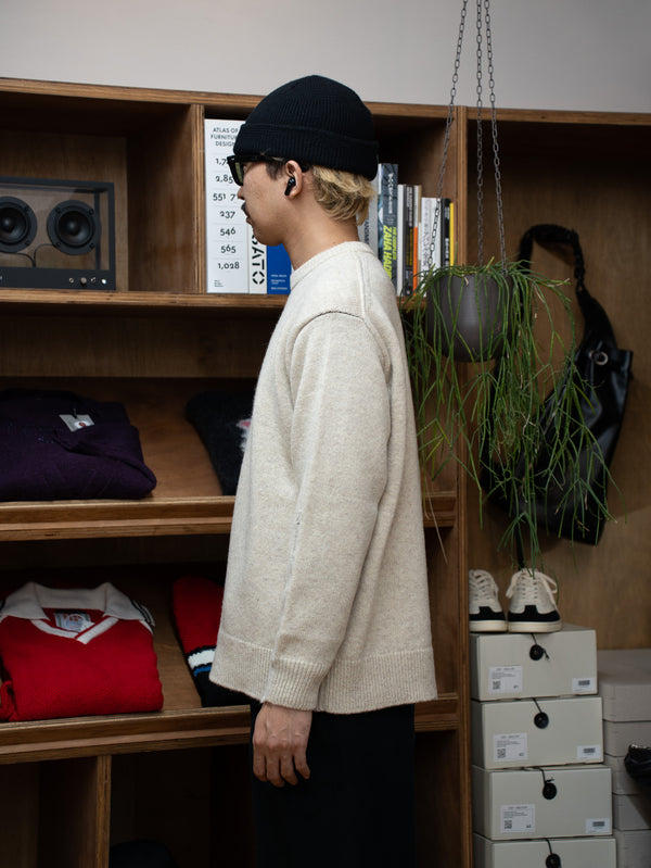 [Scheduled to arrive in October] THONAI / CHUNKY WOOL CASHMERE / CHUNKY CREW-IVORY-