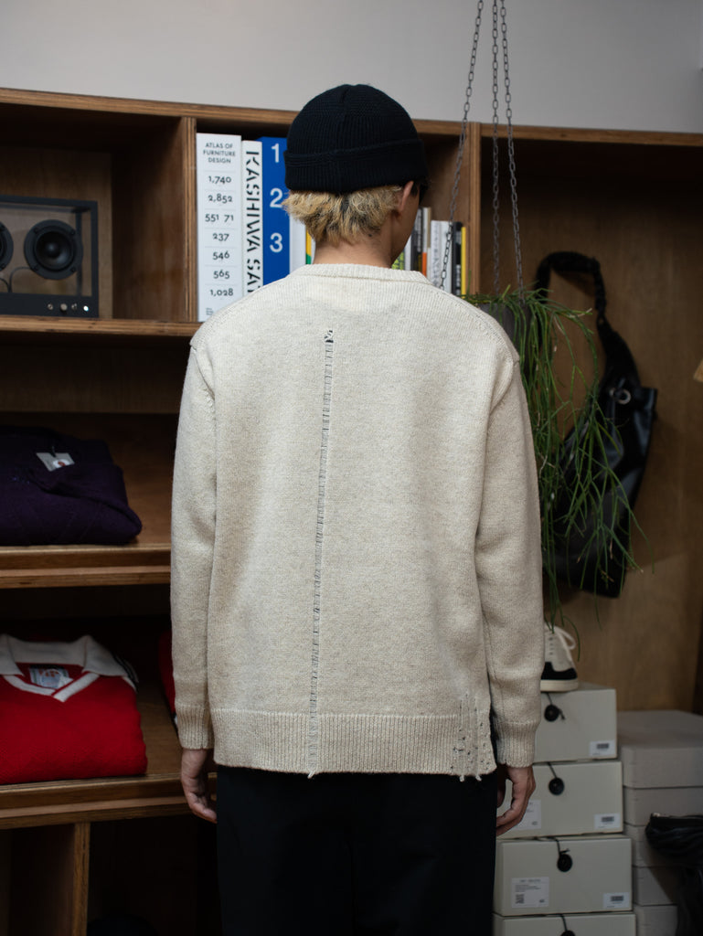 [Scheduled to arrive in October] THONAI / CHUNKY WOOL CASHMERE / CHUNKY CREW-IVORY-