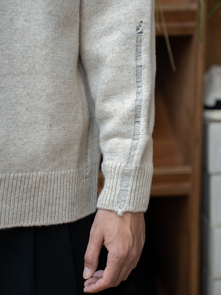 [Scheduled to arrive in October] THONAI / CHUNKY WOOL CASHMERE / CHUNKY CREW-IVORY-