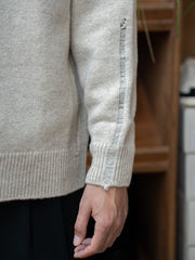 THONAI / CHUNKY WOOL CASHMERE CREW NECK KNIT-IVORY-